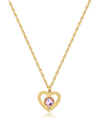 Něžný pozlacený náhrdelník Srdíčko s krystalem Lucky Light SKT36