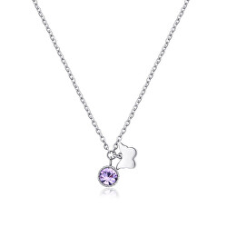 Ocelový náhrdelník s krystalem a motýlem Lucky Light SKT25