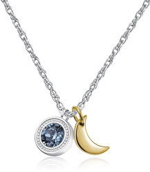 Oceľový náhrdelník s kryštálom a polmesiacom Lucky Light SKT04