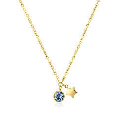 Pozlacený náhrdelník s krystalem a hvězdou Lucky Light SKT24