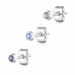 Három fülbevaló szett kristályokkal Glam CLICK SCK161