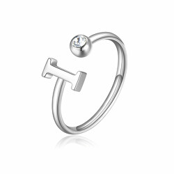 Stílusos acél gyűrű kristállyal I-betű Click SCK180