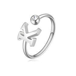 Stylový ocelový prsten K s krystalem Click SCK182