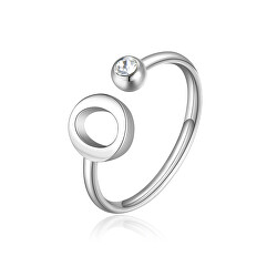 Stylový ocelový prsten O s krystalem Click SCK186