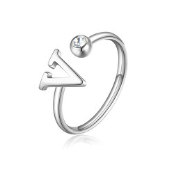 Stylový ocelový prsten V s krystalem Click SCK192