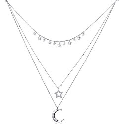 Trojitý ocelový náhrdelník s nočnimi motivy New Moon SNM01 - SLEVA