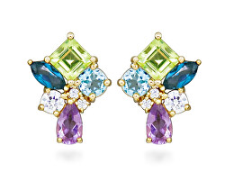 Hravé pozlacené náušnice Colored Stones SC544