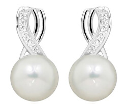 Jemné náušnice s perlou a zirkónmi SC398
