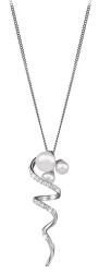 Luxusní stříbrný náhrdelník se zirkony a perlou SC342 ( řetízek, přívěsek )