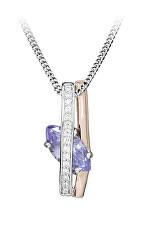 Módny náhrdelník s fialovým kubickým zirkónom SC465 (retiazka, prívesok)