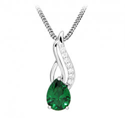 Collana di moda con zirconi e vetro smeraldo SC395