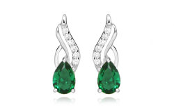 Modische Ohrringe mit Zirkonen und Smaragdglas SC396