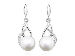Teneri orecchini in argento con perla e zirconi SC405