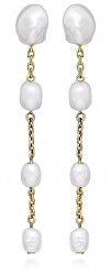 Zarte vergoldete Ohrringe mit echten Perlen SC514