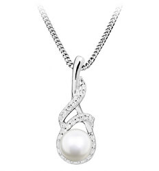 Nežný náhrdelník s perlou a zirkónmi SC413