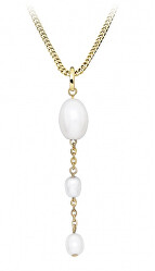 Zarte vergoldete Halskette mit echten Perlen SC513 (Halskette, Anhänger)