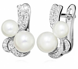Incantevoli orecchini in argento con perle e zirconi SC423