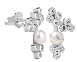 Okouzlující stříbrné náušnice s perličkou Pearls SC314