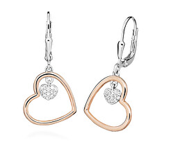 Stříbrné visací bicolor náušnice Love & Infinity SC620