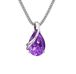 Stříbrný náhrdelník s ametystem Colored stones SC588 (řetízek, přívěsek)