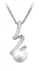 Očarujúce náhrdelník so zirkónmi a perlou SC494 (retiazka, prívesok)