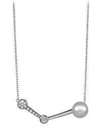 Stylový stříbrný náhrdelník se zirkony a perlou SC337