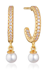 Eleganterunde Ohrringe mit Perlen Ellera SJ-E12280-CZ-SG