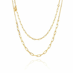 Módny pozlátený dvojitý náhrdelník Chains SJ-C42132-SG
