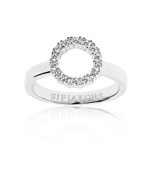 Silber minimalistischer Ring mit kubischen Zirkonen Biella SJ-R337-CZ