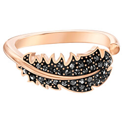 Bronzový prsteň s čiernymi krištálikmi Naughty 55096