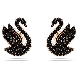 Ikonické náušnice s čiernymi kryštálmi Swan 5684608