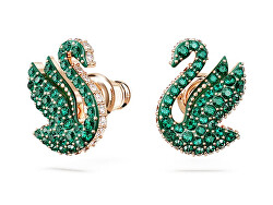 Luxuriöse Ohrringe mit grünen Kristallen Iconic Swan 5650063