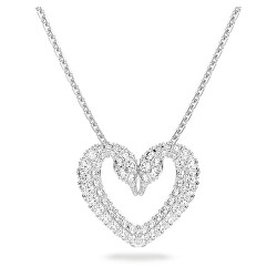 Něžný rhodiovaný náhrdelník Srdce Una 5625533