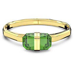 Pozlacený pevný náramek s zelenými krystaly Lucent 5633624
