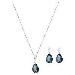 Pôvabná sada šperkov s tmavo modrými kryštálmi Vintage 5450937 (náušnice, náhrdelník)