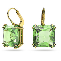 Markante hängende Ohrringe mit grünen Kristallen Millenia 5636564