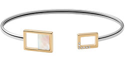 Pevný oceľový náramok s perleťou a kryštály Agnetha SKJ1428998