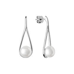 Luxusní stříbrné náušnice s pravou bílou perlou Jolie GRP20222EW