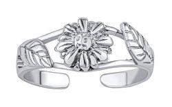 Otevřený stříbrný prsten na nohu květina Akira PRM11671R