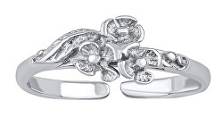 Otevřený stříbrný prsten na nohu Květiny Almis PRM12188R