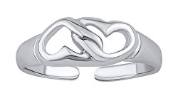 Otevřený stříbrný prsten na nohu srdíčka Acana PRM12186R