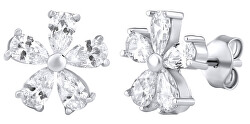 Silberne Ohrringe Blumen mit Zirkonen ZT52509