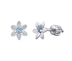 Cercei argintii floricele frumusețe cu strălucirea Zirconului albastru SILVEGOB70449BDSLB