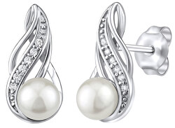 Cercei din argint cu perle naturale albe JST16498