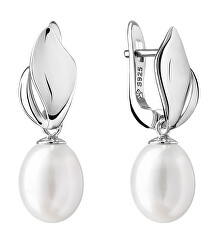 Stříbrné náušnice s pravými bílými perlami Maeve GRP19481EW