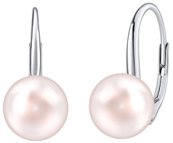Ezüst fülbevaló világos rózsaszín Swarovski® gyönggyel VSW015ELPS