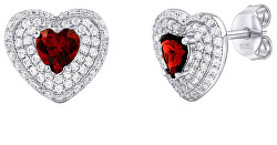 Strieborné náušnice srdce Susan s pravým granátom a Brilliance Zirconia MW11360EGA