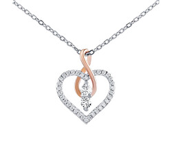 Stříbrný náhrdelník Camilla s přívěskem srdce a Infinity s Brilliance Zirconia DCC1607028N