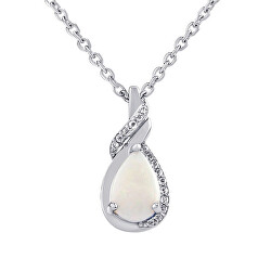 Strieborný náhrdelník Derica s pravým bielym opálom a čírym topazom OPM8761NOPW