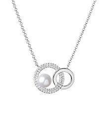 Strieborný náhrdelník s pravou sladkovodné perlou Nicole GRP20106PW